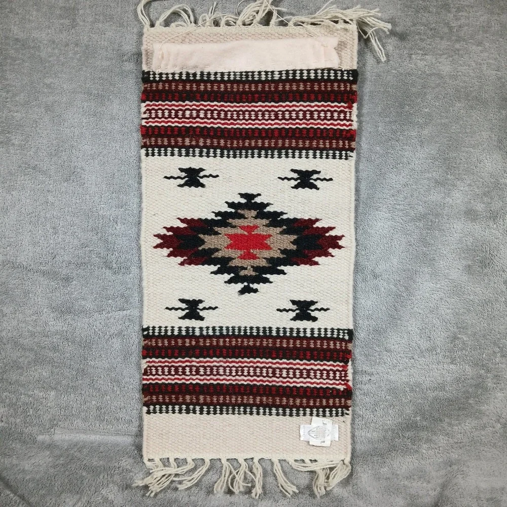 Saddleman Southwestern Wool Blend Tapestry Wall Hanging Rug Geometric Fringe